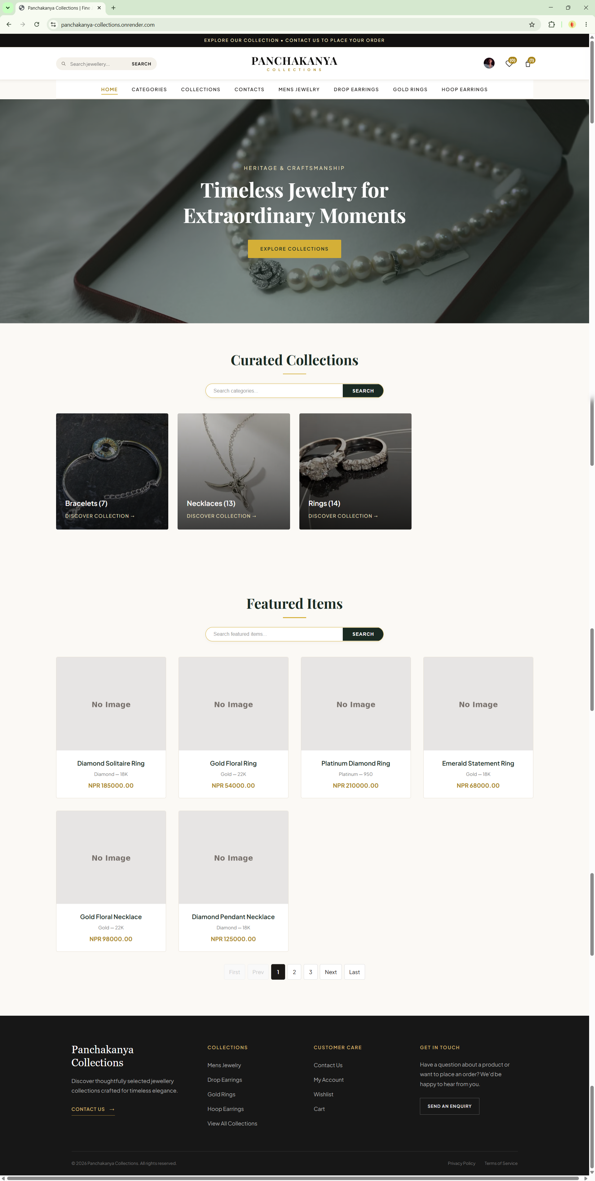 Panchakanya Collections homepage